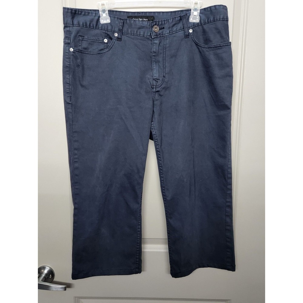 Calvin Klein Mens Jeans Size 34x32 Gray Woven Straight Leg Cut Off Pants Golf